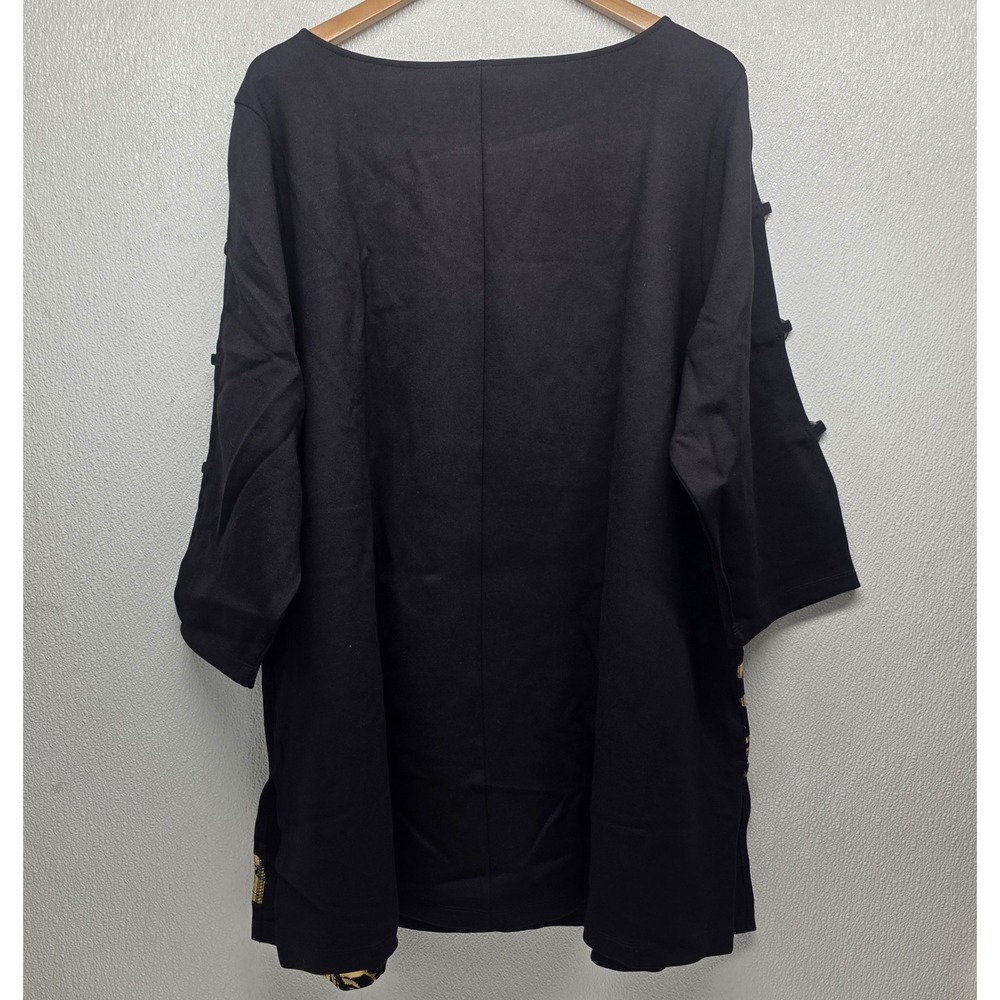 Catherines Black Label 3/4 Sleeve Black Gold Foil Floral Ponte Tunic Size 2X - Picture 7 of 10